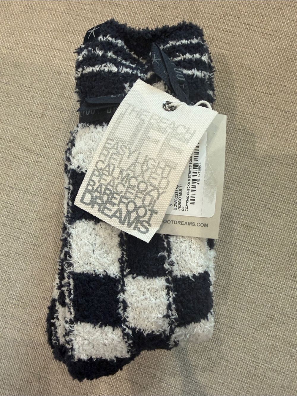 NWT • Barefoot Dreams • Cozy Chic Checks & Stripes Sock Set • Indigo Multi